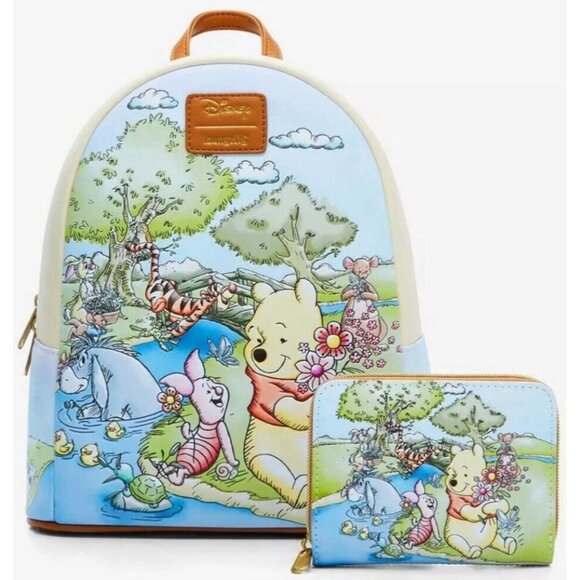 Loungefly Handbags - Loungefly Disney Winnie The Pooh Spring Scene Mini Backpack & Wallet Set